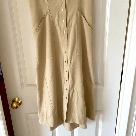 A.L.C. Varelli Women’s Button Front Midi Dress Khaki Tan Size 4 - Picture 6 of 13